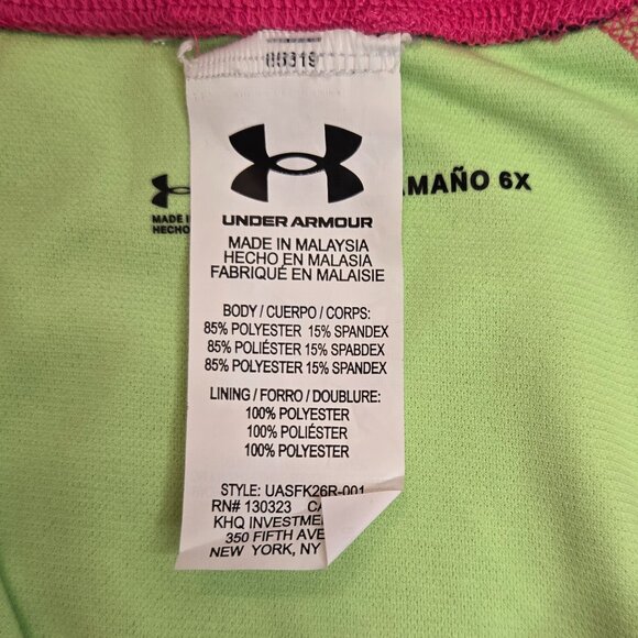 UNDER ARMOUR Girls Rash Guard Swimsuit UA Drip Paddlesuit. Sz 6x Black/Pink - Picture 4 of 5